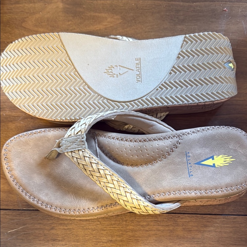 Volatile Beige Woven Strap Sandals. New without tags.